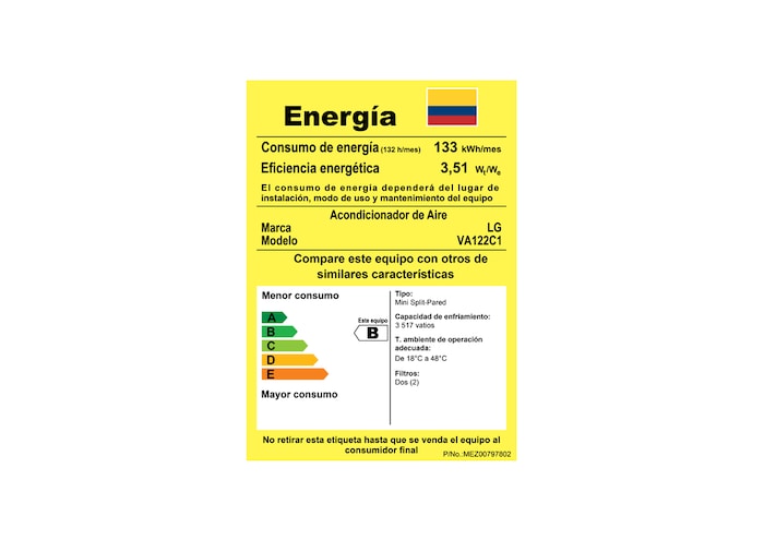 Ficha retig del aire acondicionado LG AI.